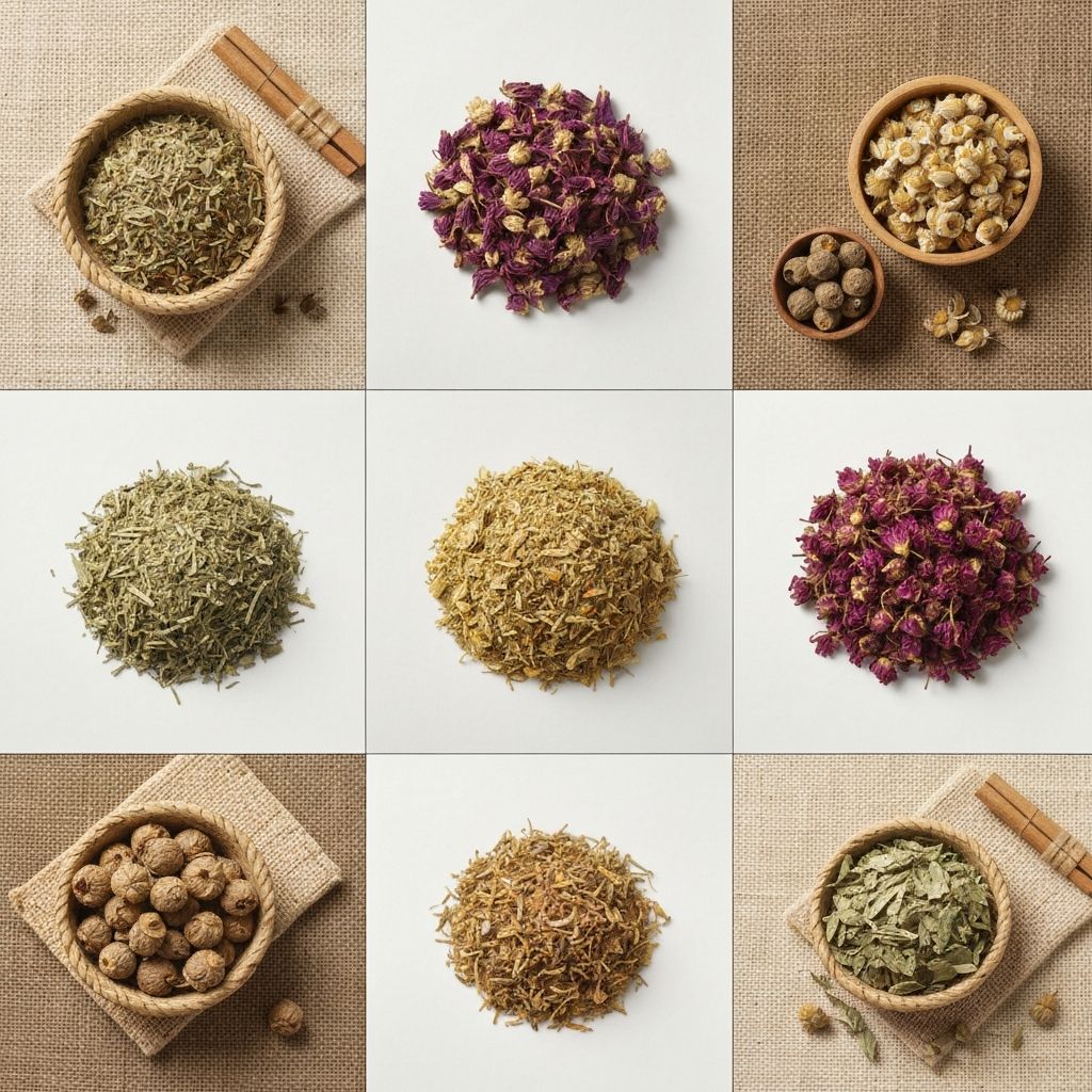 Various herbal compounds and botanical materials